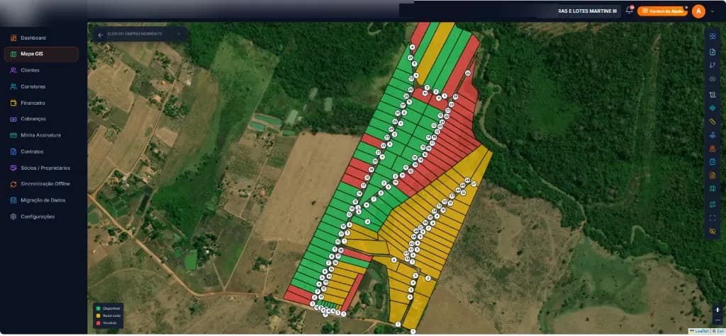 Mapa GIS do SV LOTES desenvolvido a partir da experiência em loteamentos